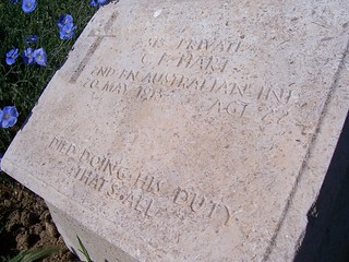 Headstone from Lone Pine cemetery