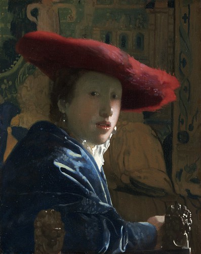 Johannes Vermeer - Girl with the Red Hat [c.1665-66] by Gandalf's Gallery
