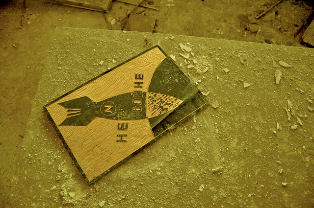 "no bombs" plaque at Pripyat school