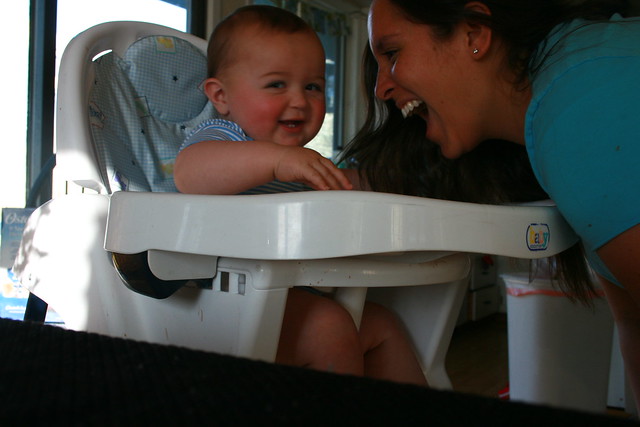 laughing with the baby