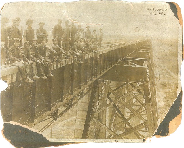 Workers of long ago on the bridge.