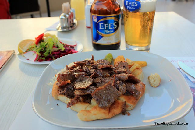 Turkish Lunch - Doner Kebab with Efes