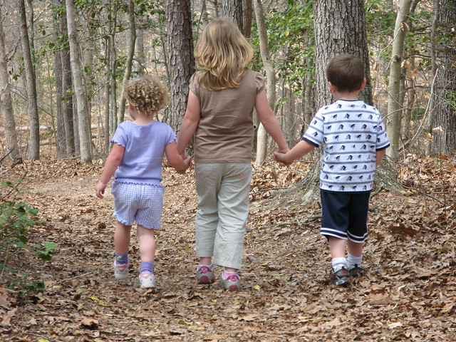 Children take a walk at Pocahontas State Park
