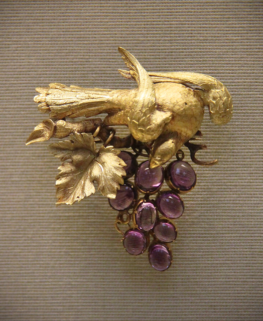 Coloured-gold fruiting vines, English, mid-19c