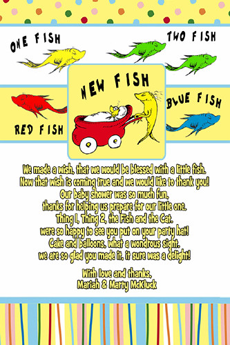 Dr Seuss One Fish Two Fish Baby Shower Invitation
