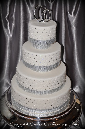 Bling Bling Wedding Cake This fondant covered cake is impressed with a 