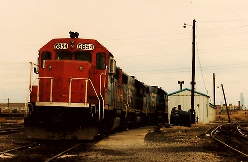 Grand Trunk Western locomotives idling at the former Elsdon Yard site. Chicago Illinois USA. December 1983. by Eddie from Chicago