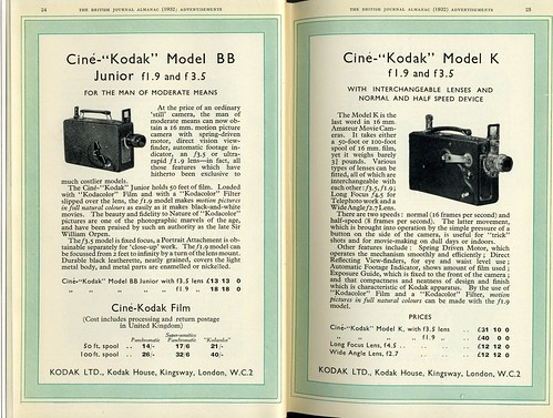 Cine-Kodak Model BB and K movie cameras 1932