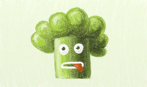 Ilustración: un brócoli estresado