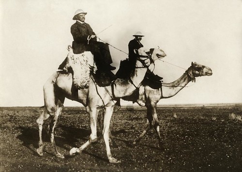 President Roosevelt op kameel /American President Roosevelt on a camel in the desert