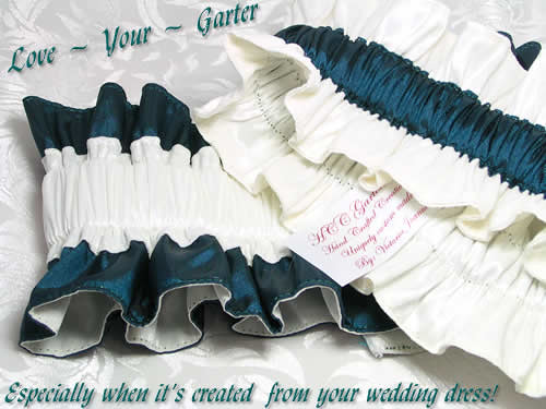 Ivory and Teal Bridal wedding garter set