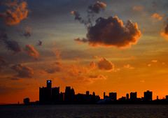 Detroit Silhouette Sunset by Wade Bryant