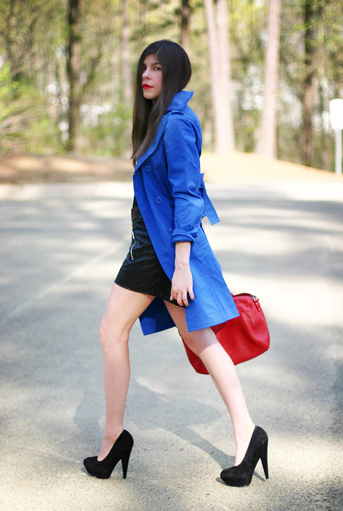 Victoria's Secret Trench Cat, Asos heels, Fashion, Leather skirt