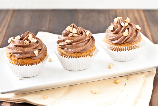 Peanut Butter Cupcakes with Chocolate Buttercream Frosting