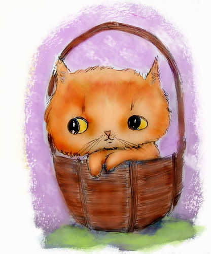 kitty in basket by Emilyannamarie