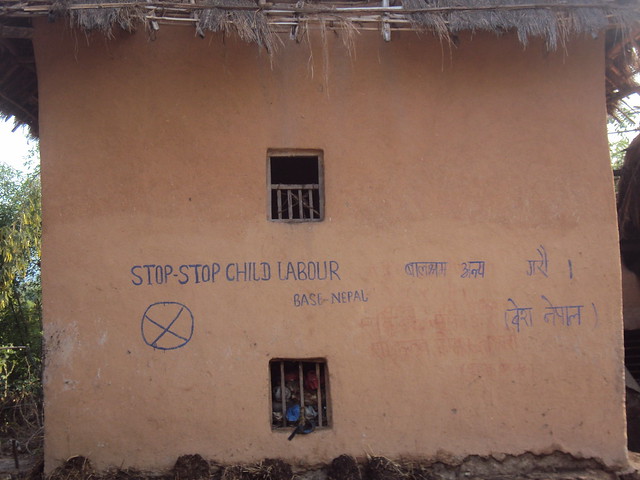 'Stop Child Labor' graffiti at Kothari