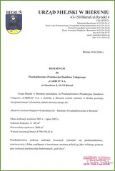 Referencje Urzędu Miejskiego w Bieruniu 2006r. (budowa Centrum Inicjatyw Gospodarczych)