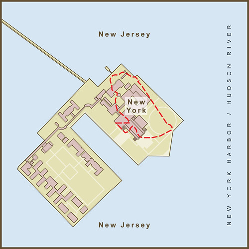 A Map of the Border Between New York & New Jersey on Ellis Island by amproehl