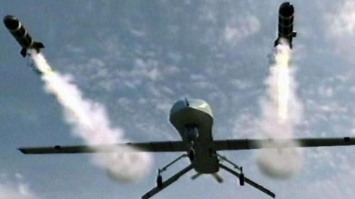 US drone unleashing the hellfire missile. This deadly weapon has killed thousands and is deployed in Africa, the Middle East and Central Asia. Obama has increased its usage which kills civilians.