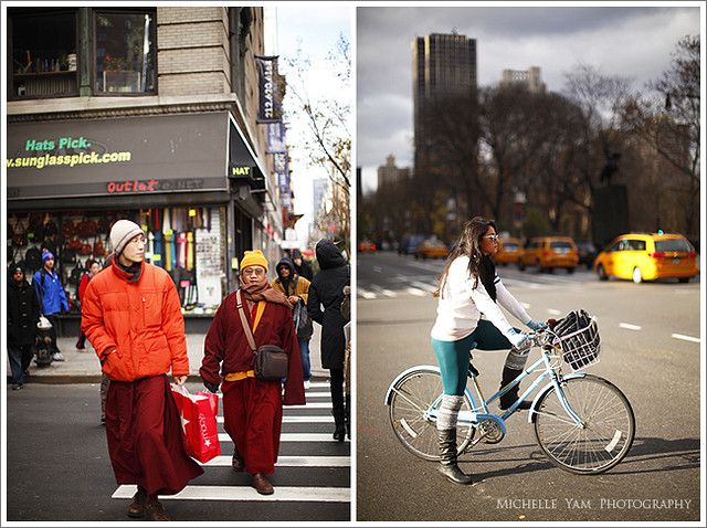 New York City Winter Street Fashion Left Buddhist monks walking in style