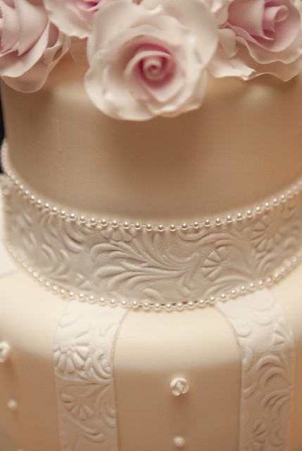 Wedding Theme Lace Roses and Pearls I think the cake really suited the 