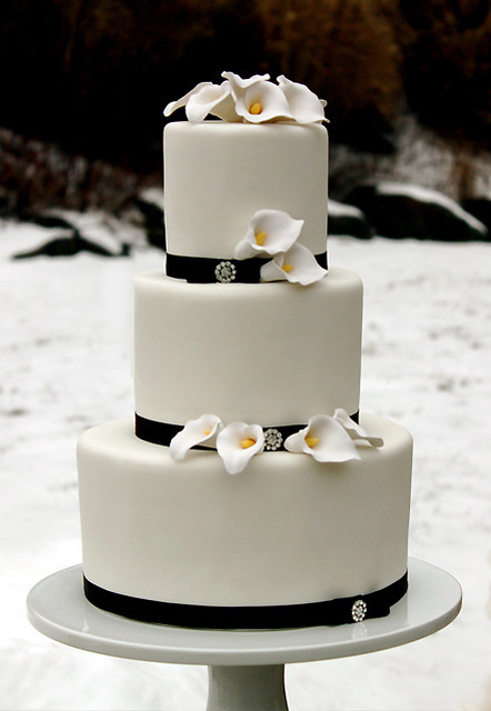 Calla Lilly Winter Wedding Cake by The Couture Cakery