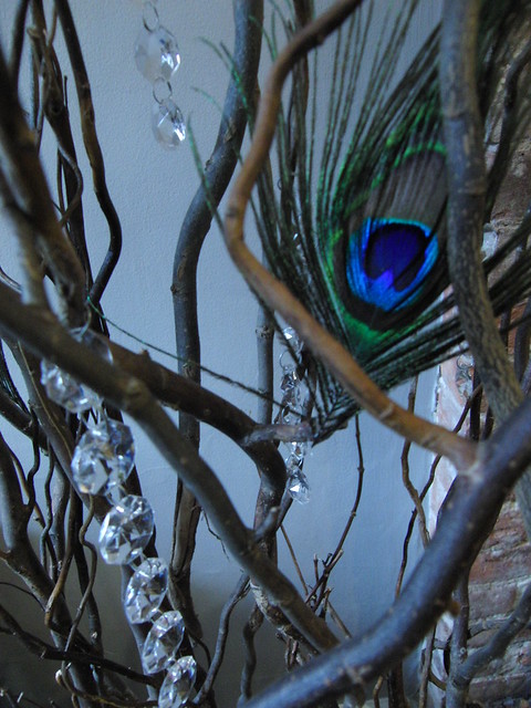 Peacock Feathers Willow Branches DIY wedding decor