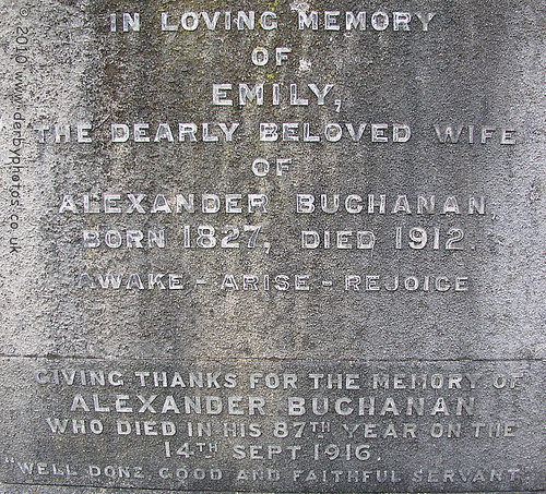 The grave of Alexander Buchanan (Nephew of Andrew Handyside)
