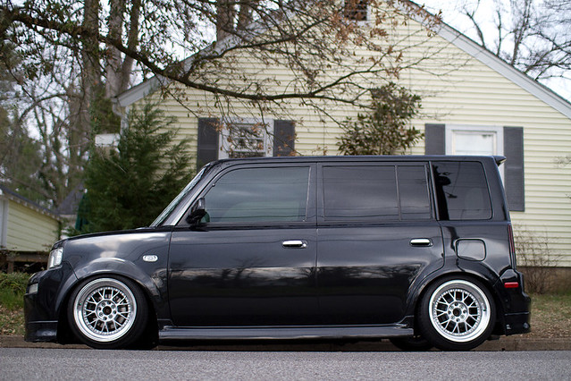 Slammed Scion XB My friend Jonathan's Scion XB on coilovers and 16x9