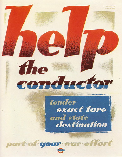 "Help the conductor" - London Transport poster by Austin Cooper, 1942 by mikeyashworth