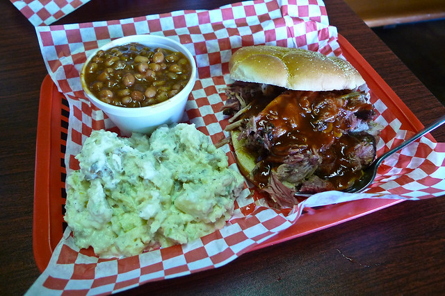 Pulled Pork Sandwich, Potato Salad and Beans - Southbay Dickerson's Slow & Low BBQ - Olympia, WA ...