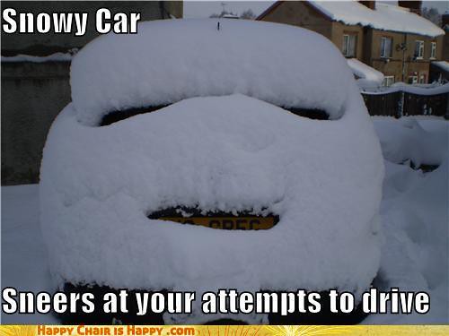 snowy car