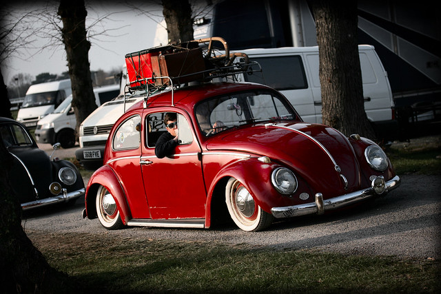 Slammed red bug Check out my Facebook page SC Automotive Photography