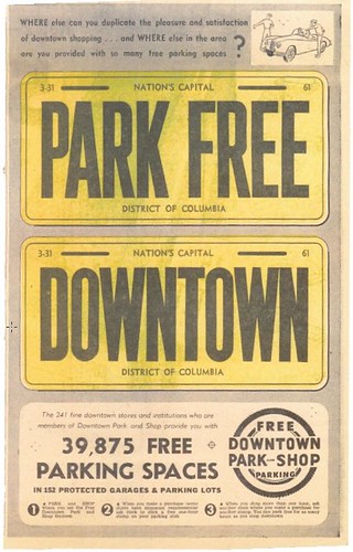 Park Free Downtown ad, Washington Post, 1/22/1961, page A11 (scan)
