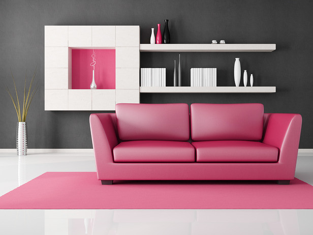pink and black living room