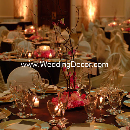 Brown Fuchsia Wedding Reception Guest Tables