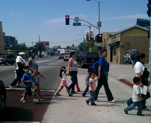 Crossing the Street in Echo Park.  Photo Credit: J. Meaney