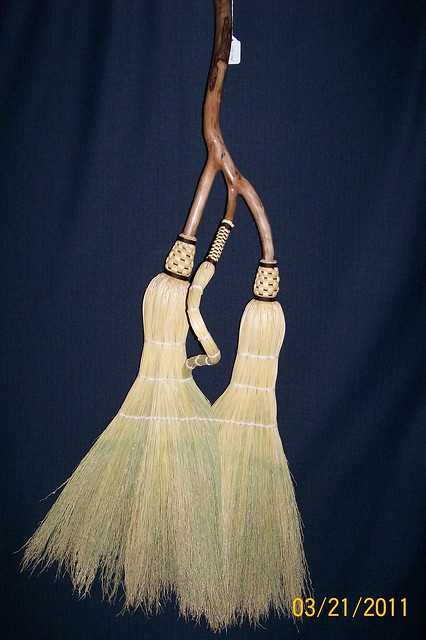Double hearthsized Shakerstyle wedding broom on applewood handle