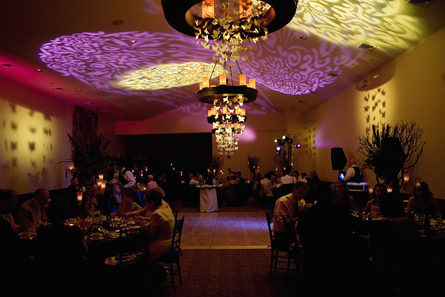 Monet Ballroom wedding decor and lighting effects photo courtesy of Sedona