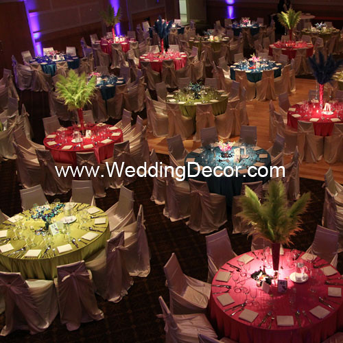  wedding themed reception with fuchsia lime green and turquoise 