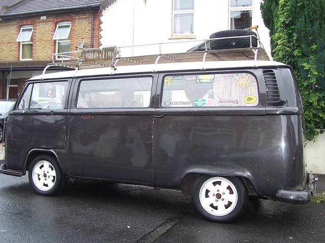 This VW camper van with its new wheels looks like it could do with a paint