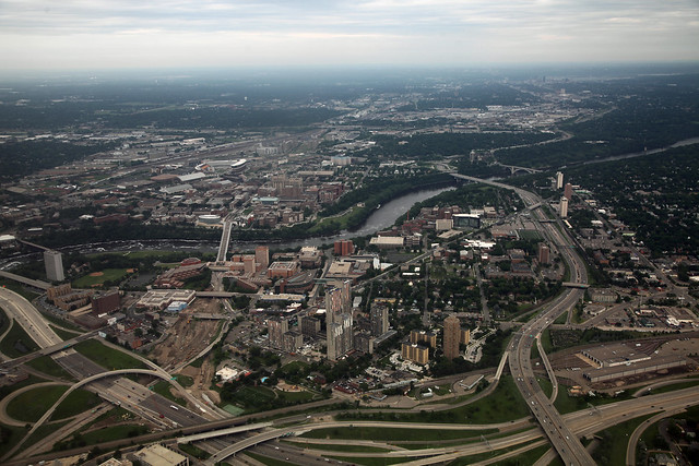 Aerial Minnesota highway 94 and 35W