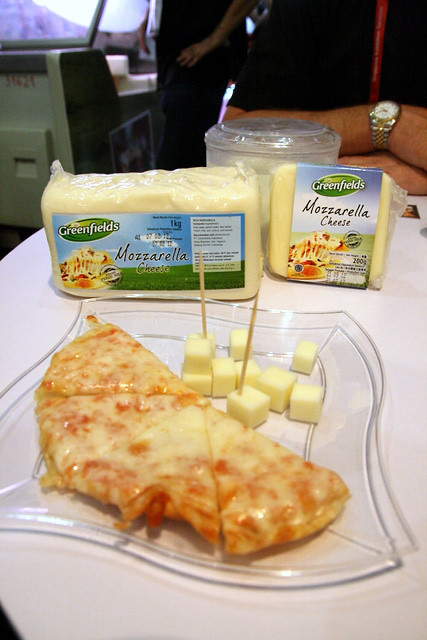 Melted on pizza, stringy and stretchable mozzarella made fresh in Indonesia