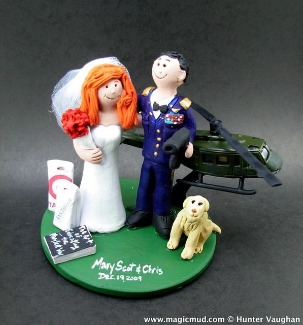 US Army Helicoptor Pilot's Wedding Cake Topper cute pilot wedding