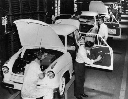 Lloyd Hartnett assembly line in 1957