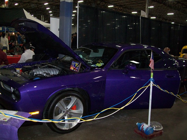 Dodge Challenger with a blue purple paint job