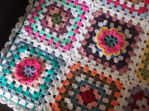 granny squared crochet flower cushion cover by fishoseven