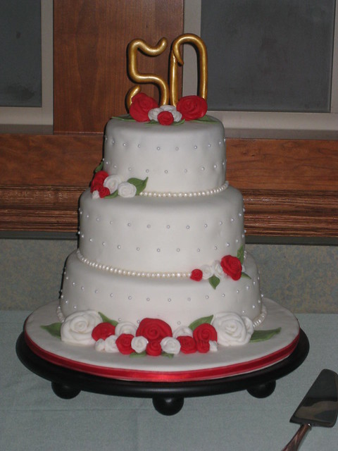 50th Wedding Anniversary 10 8 6 marble cake w vanilla buttercream