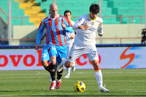 Cristian Llama in azione contro il Lecce nella gara della scorsa stagione