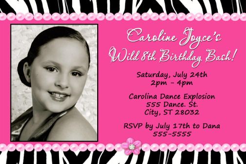 Hot Pink Zebra Print Sassy Birthday Invitation zebra and pink wedding